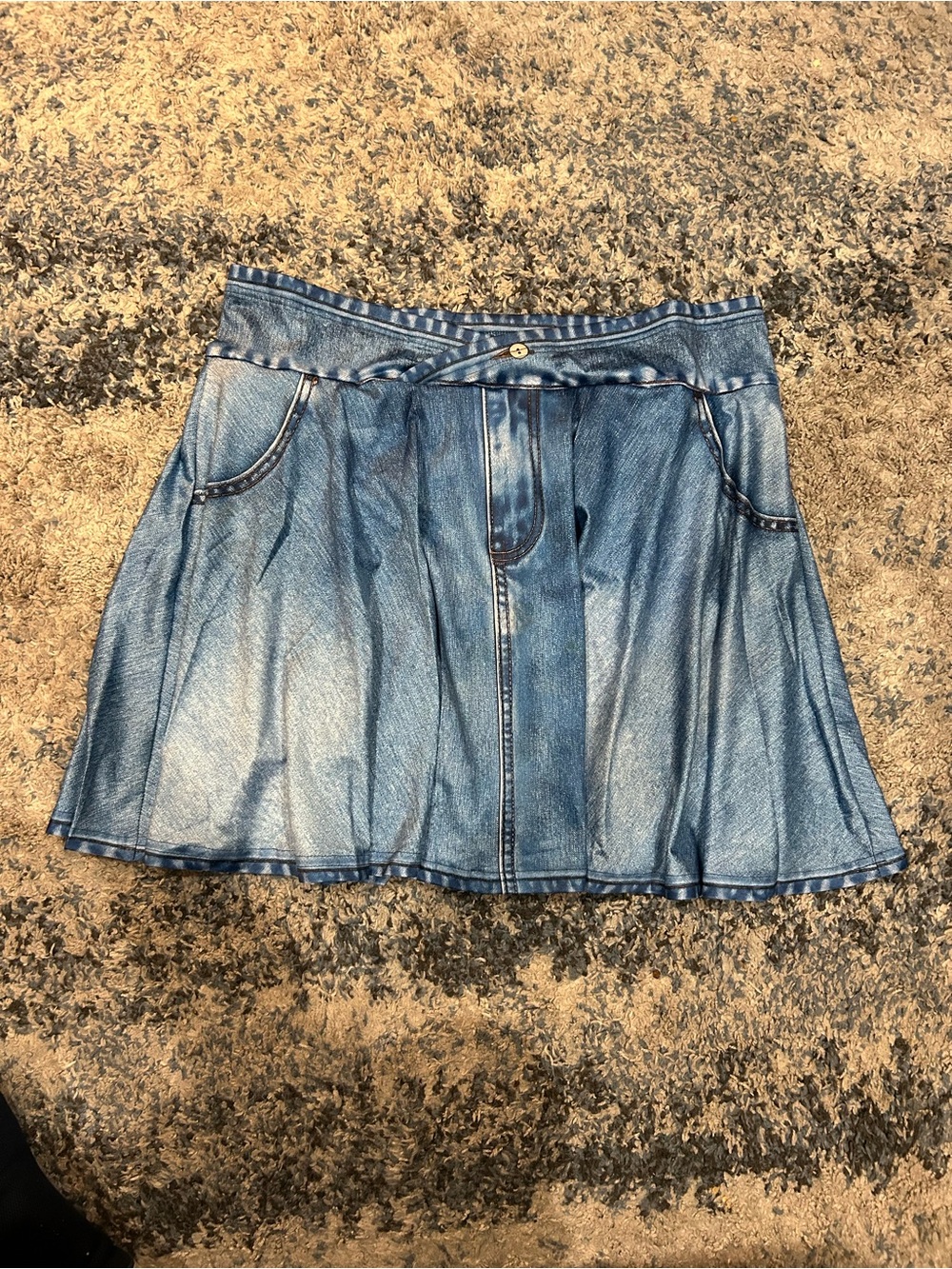 SHEIN Blue Denim-Style A-Line Skirt